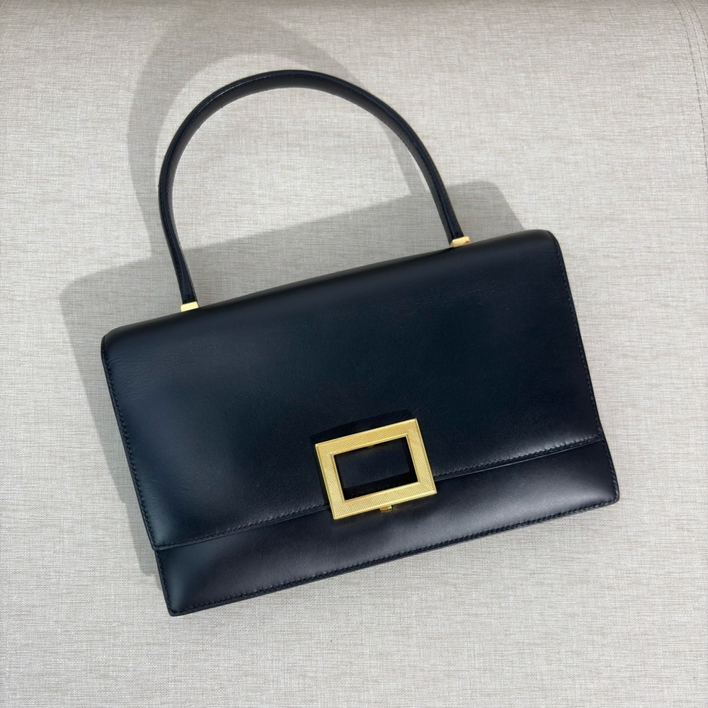SOLD - HERMÈS Black Box Calf Leather Top Handle Bag GHW - Picture 4 of 17
